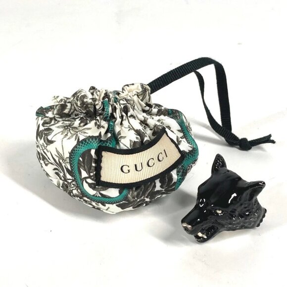GUCCI Anger Forest Wolf Head Accessories Ring Black/Silver - Picture 10 of 13